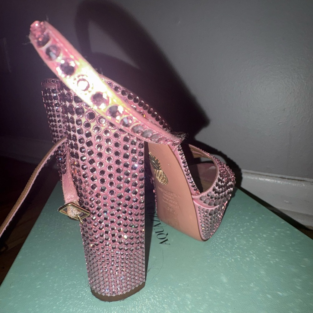Aquazzura Pink Embellished Women's Heels - Picture 4 of 6